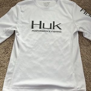 white HUK performance fishing long sleeve